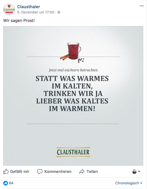 Clausthaler Facebook Posting 